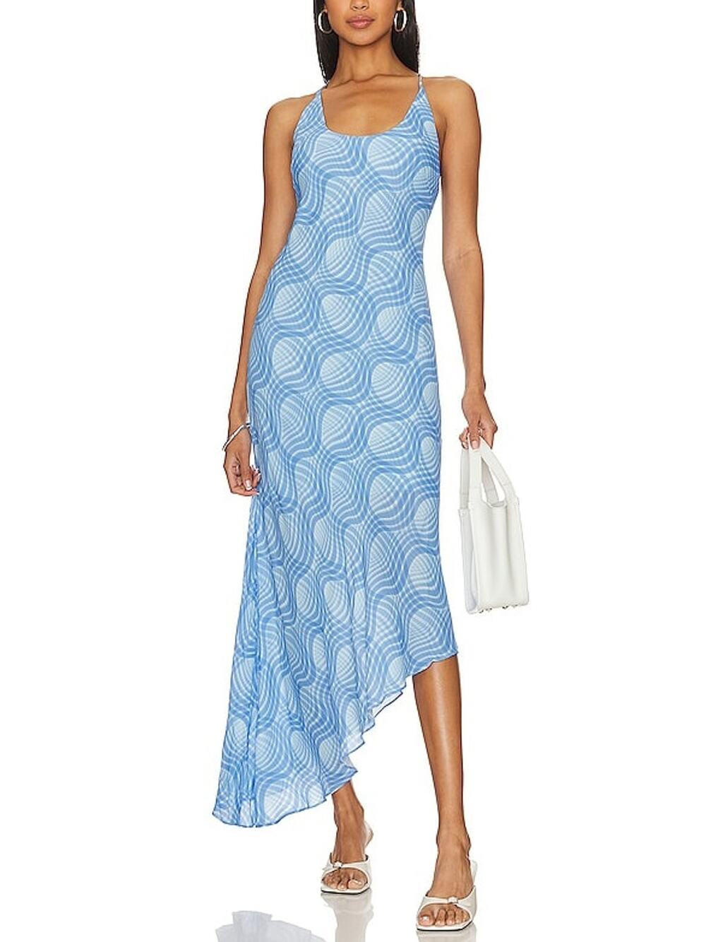 L'Academie Printed Blue Sigrid Dress Size XS